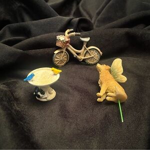 Miniature Fairy Garden Set with Bicycle and Animals